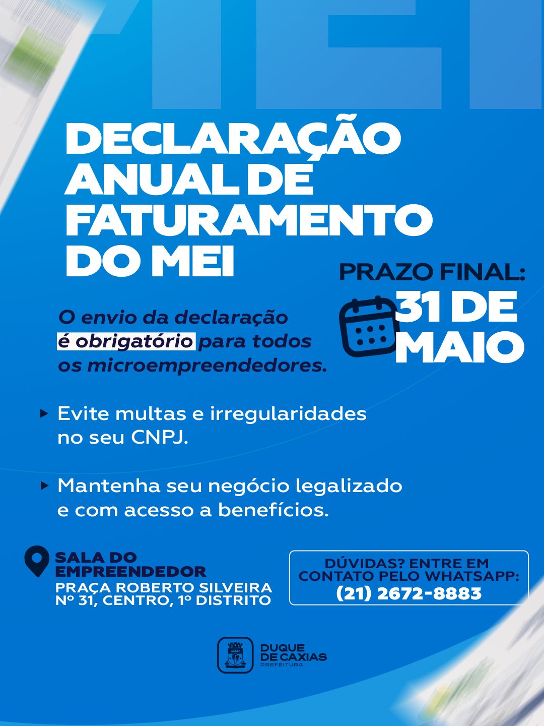 Declaracao Anual MEI - Prazo 31 de maio